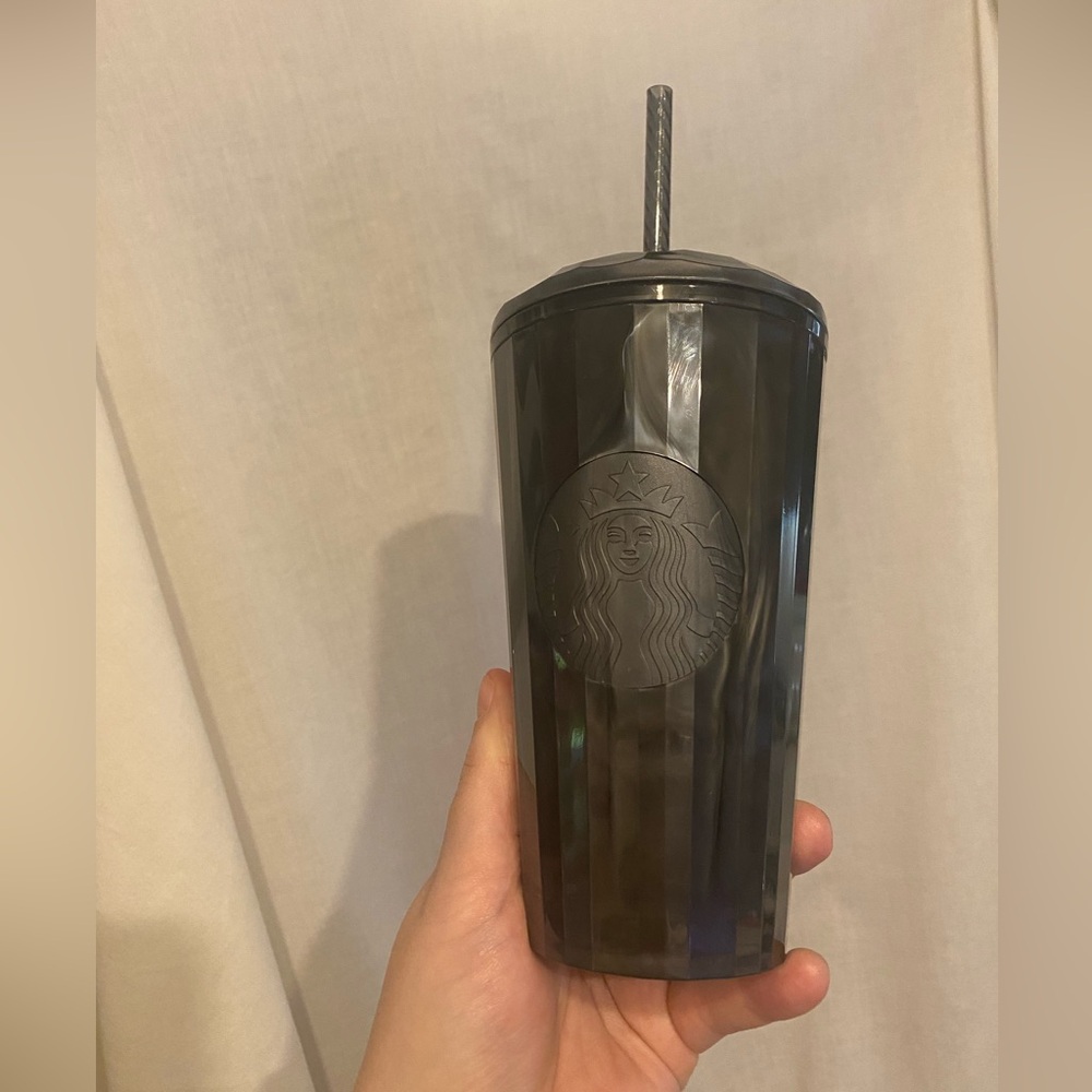 Grande Starbucks Dark Gray Tumbler with Straw